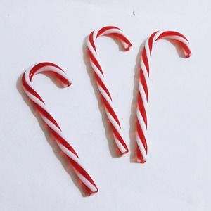 Vintage Christmas Candy Cane Striped Resin Tree Ornament Set of 3 (z)